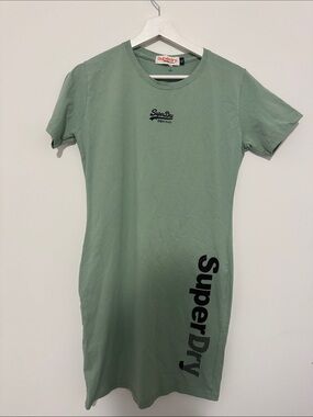 Superdry Sage Green Graphic Logo Tee Dress